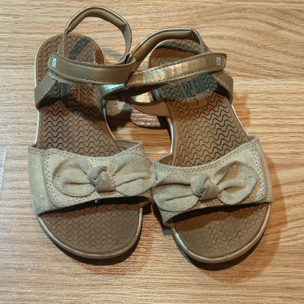 Sperry Top-Sider Girls Gold Shimmer Bow Sandals Size 10M